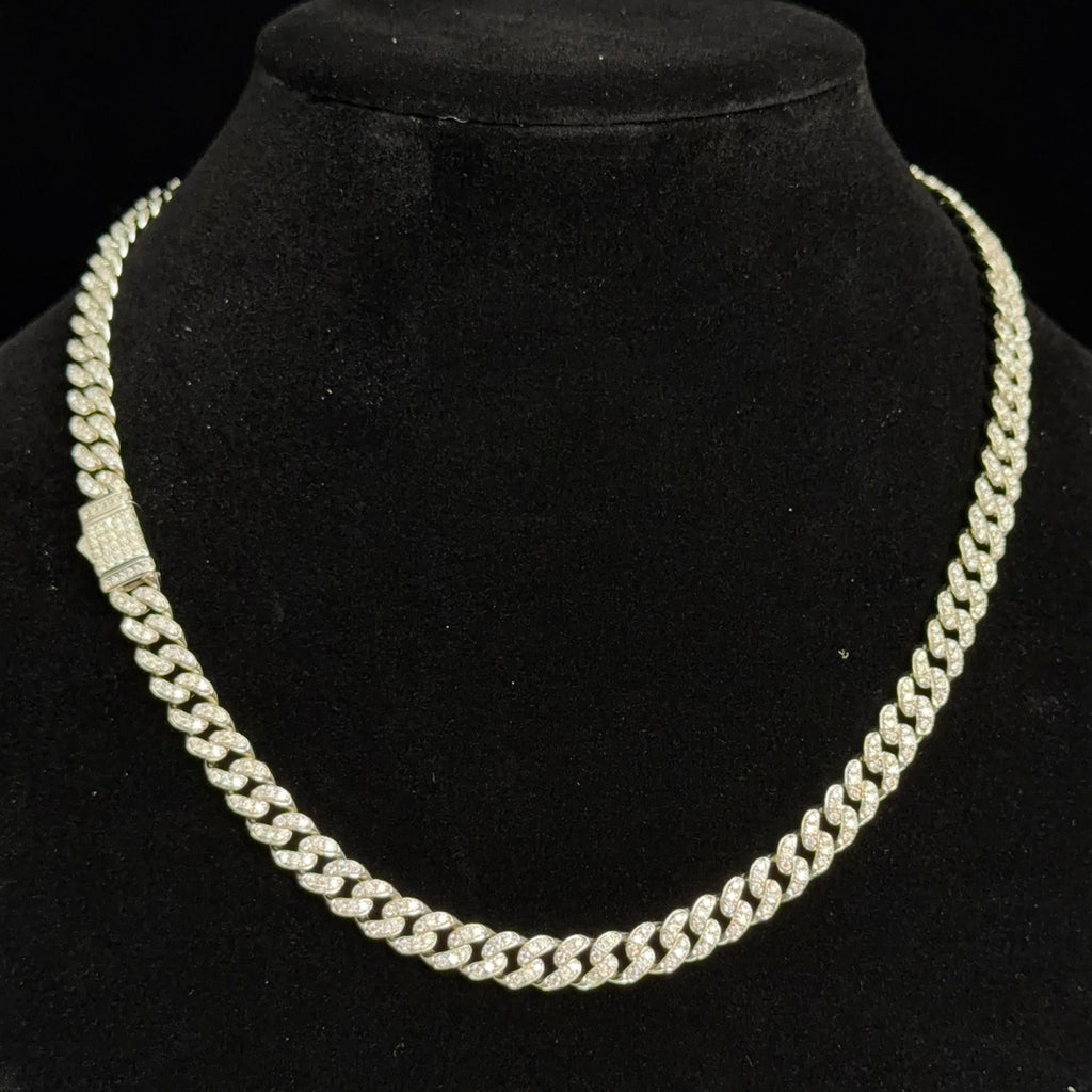 20in 8mm Moissanite Pavé Miami Cuban Chain in 925 Sterling Silver, 16ct, 59.85g (2)