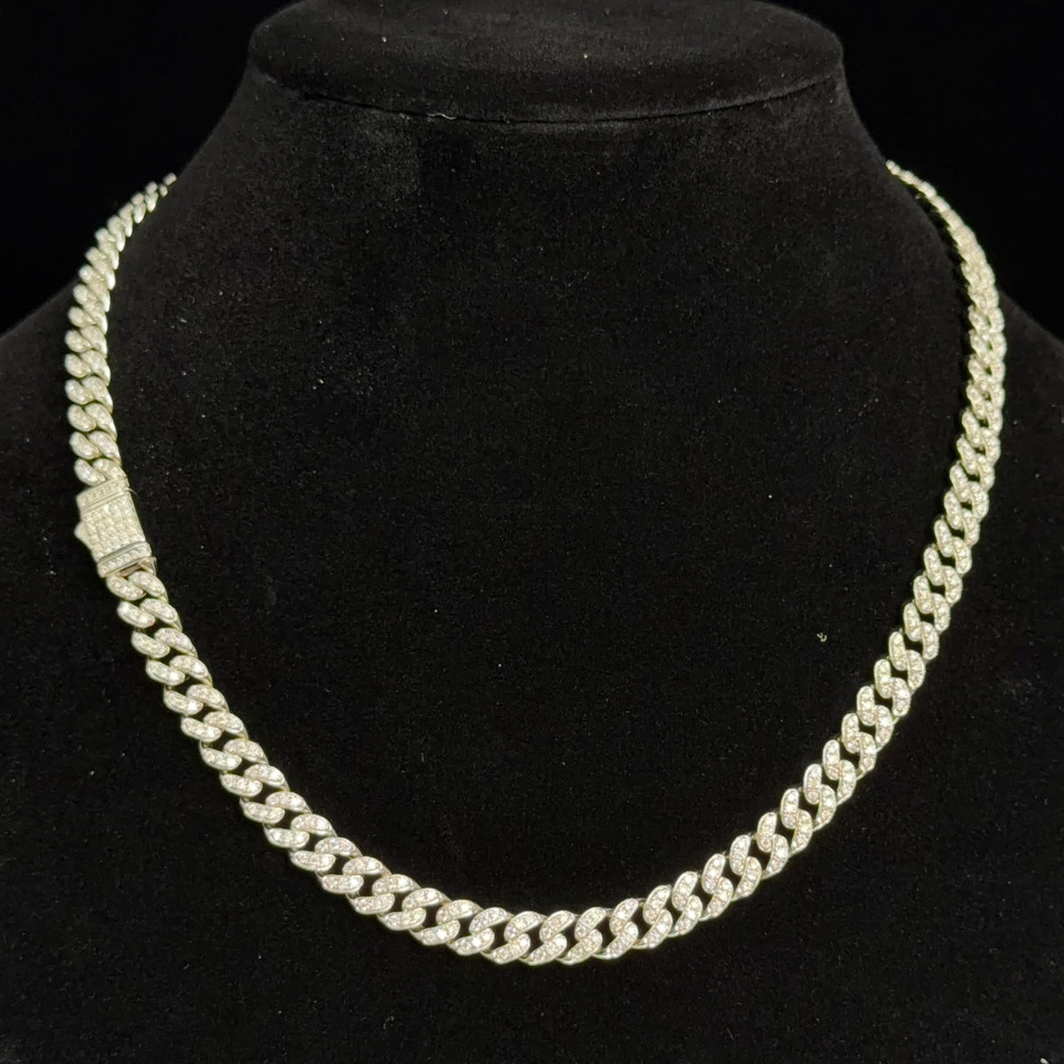 20in 8mm Moissanite Pavé Miami Cuban Chain in 925 Sterling Silver, 16ct, 59.85g (2)