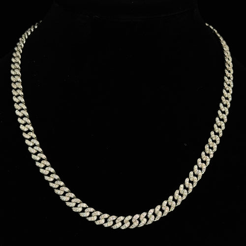 20in 8mm Moissanite Pavé Miami Cuban Chain in 925 Sterling Silver, 16ct, 59.85g