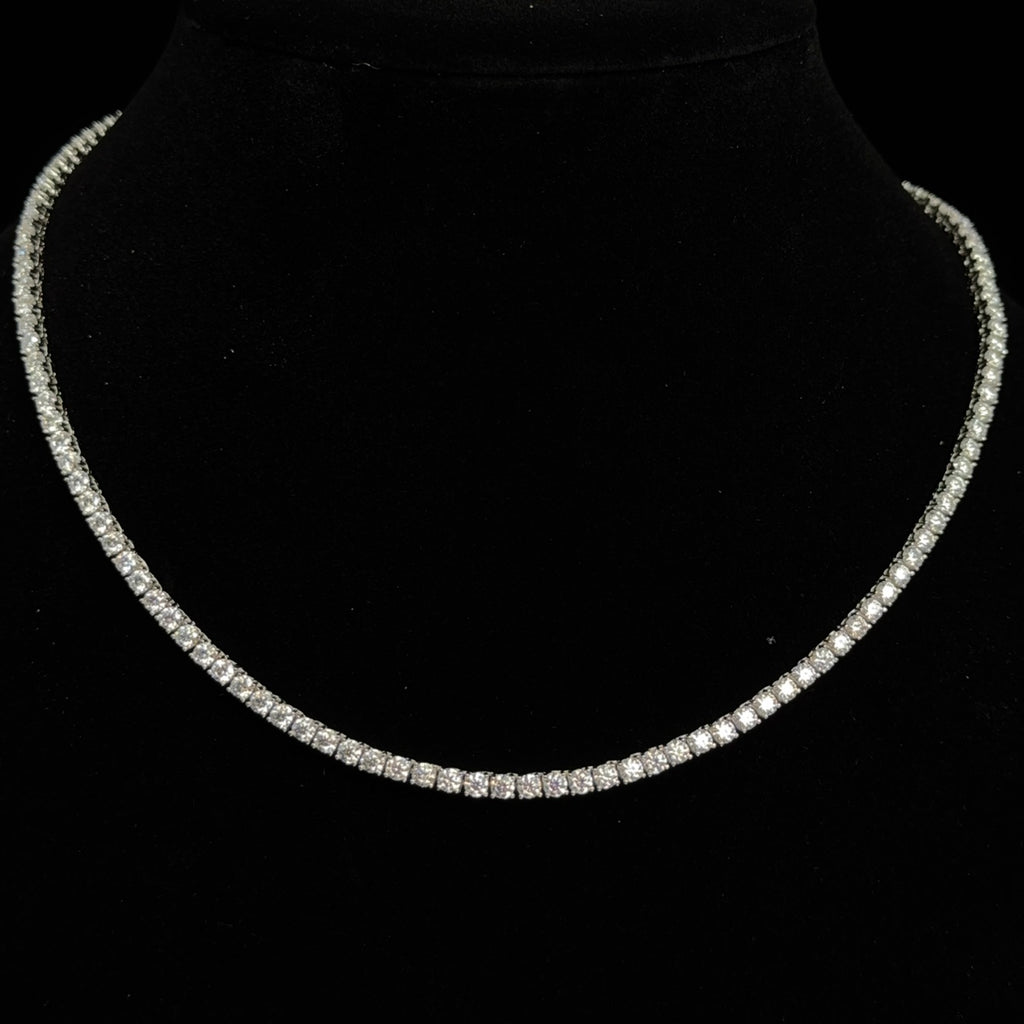 Luxury 925 Sterling Silver 11ct Moissanite Tennis Necklace 18in (3)