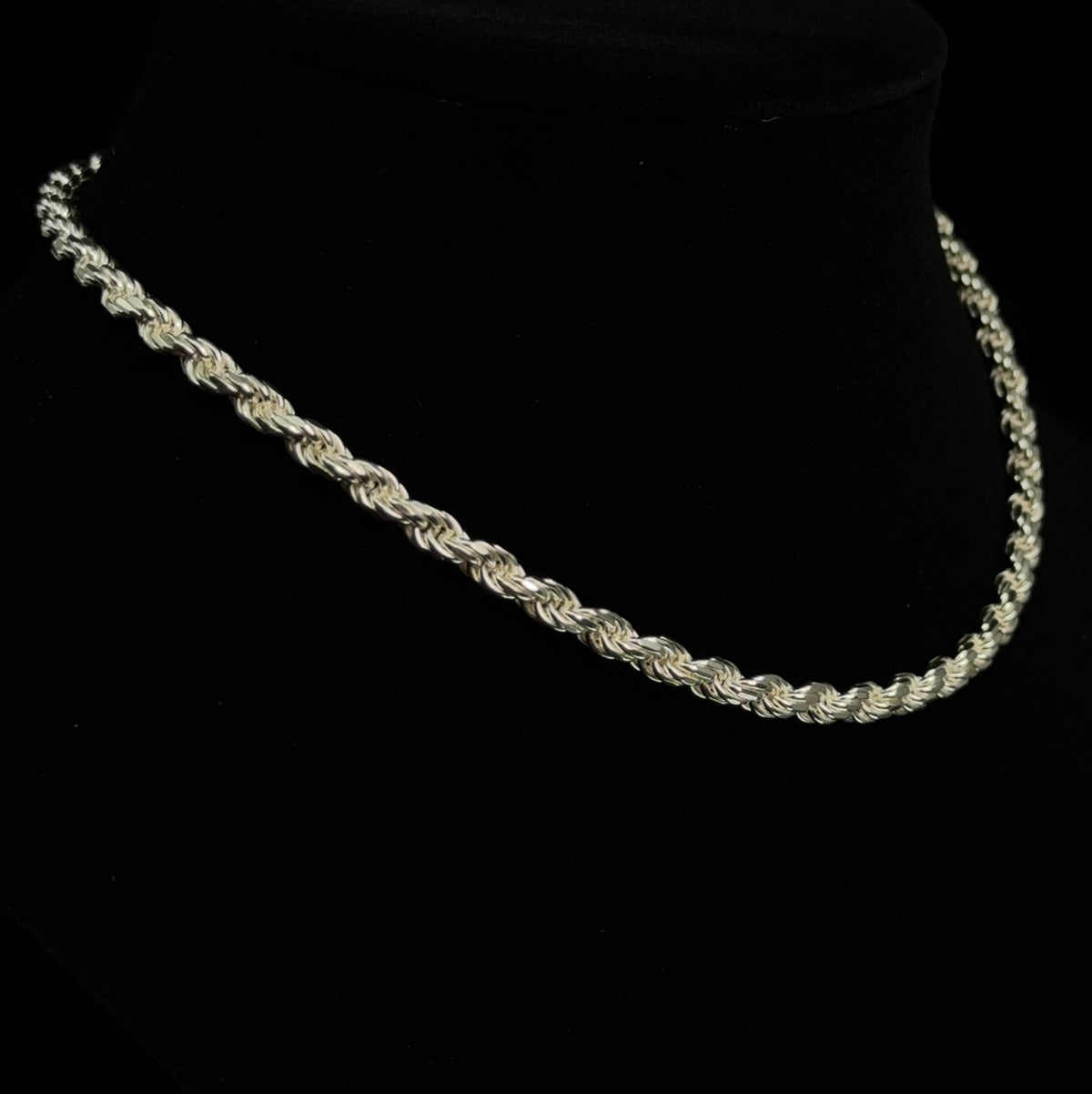 Italian 925 Sterling Silver 5mm Rope Chain Necklace 16in, 30.59g (2)