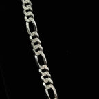 Italian 925 Sterling Silver Figaro Chain Necklace 8mm 26in 38.7g (3)