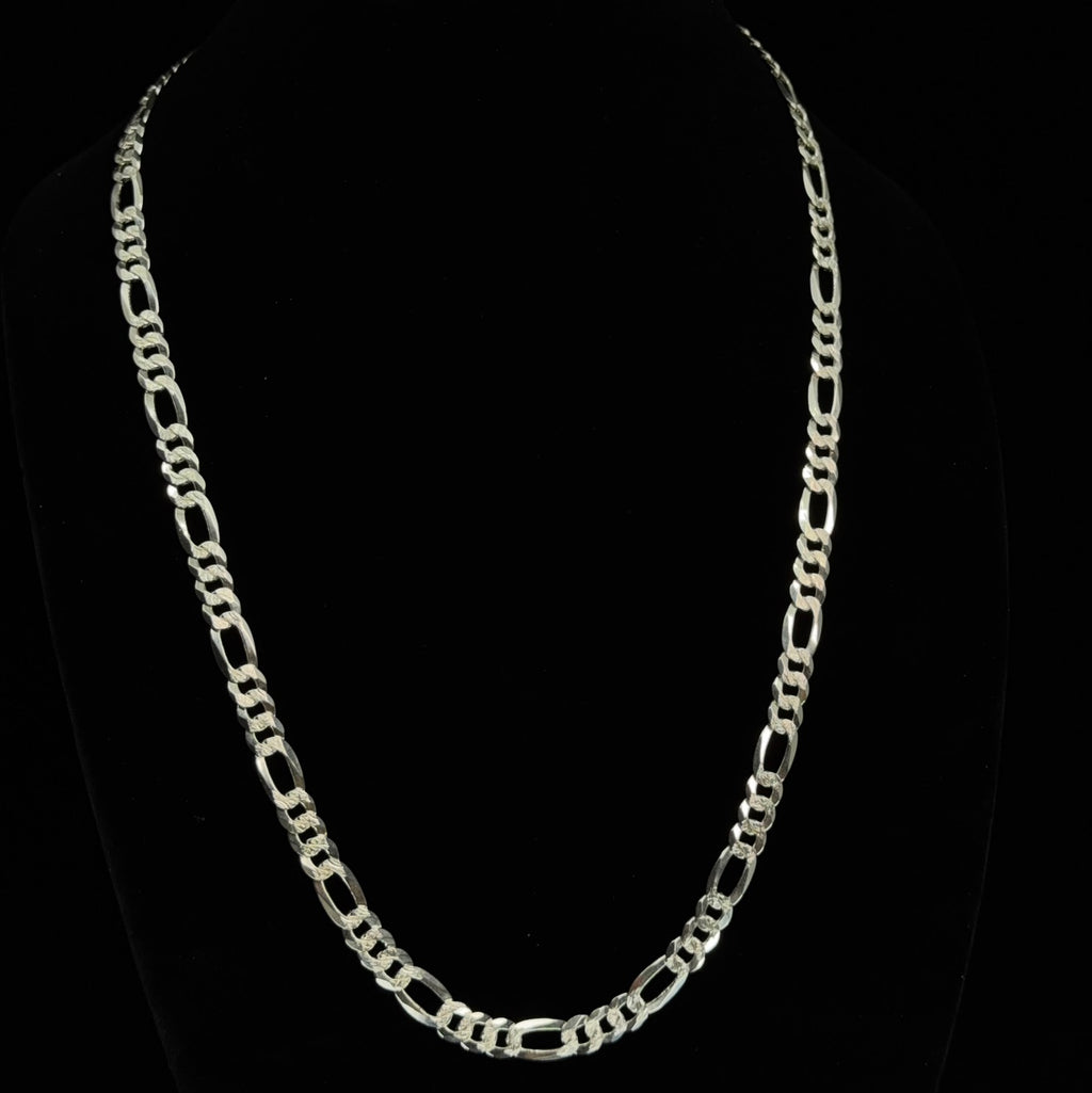 Italian 925 Sterling Silver Figaro Chain Necklace 8mm 26in 38.7g (4)