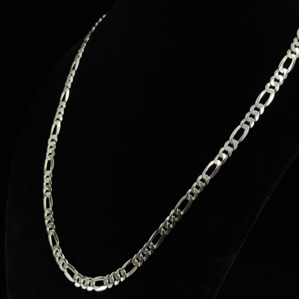 Italian 925 Sterling Silver Figaro Chain Necklace 8mm 26in 38.7g (7)