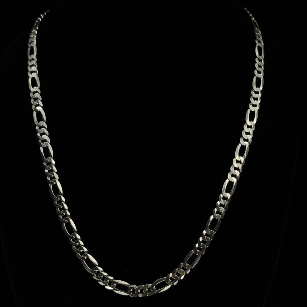 Italian 925 Sterling Silver Figaro Chain Necklace 8mm 26in 38.7g