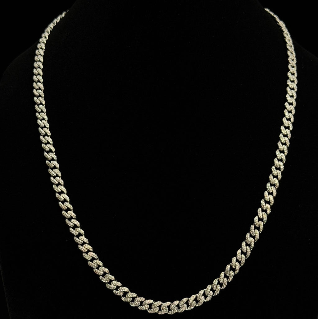 Luxury 24in Miami Cuban Chain 925 Sterling Silver with 20ct Moissanite Iced Links