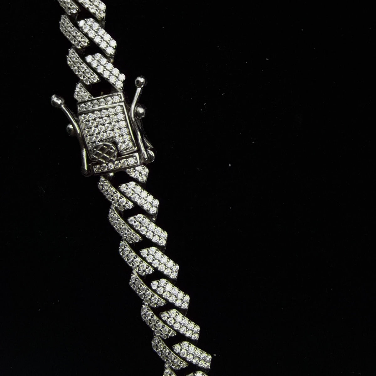 24in Iced Moissanite Monaco Chain in 925 Sterling Silver, 8.8mm, 68.68g, 15.14ct (4)