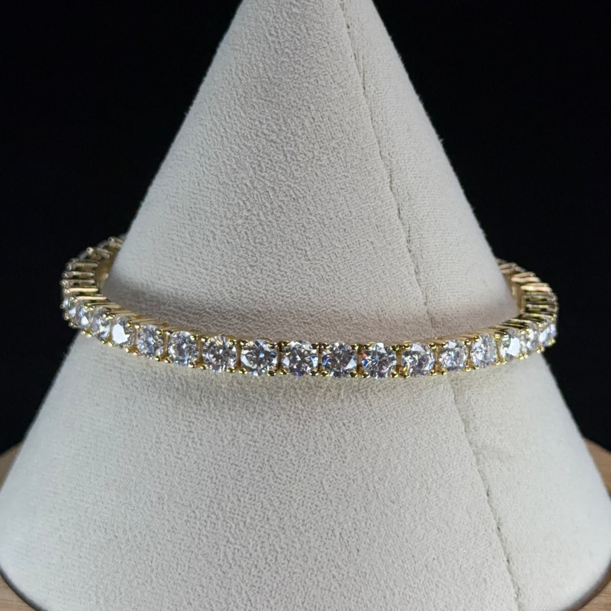 4MM 18K Gold Vermeil Silver Tennis Bracelet with 15ct Moissanite, 7in