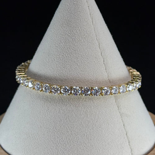 4MM 18K Gold Vermeil Silver Tennis Bracelet with 15ct Moissanite, 7in