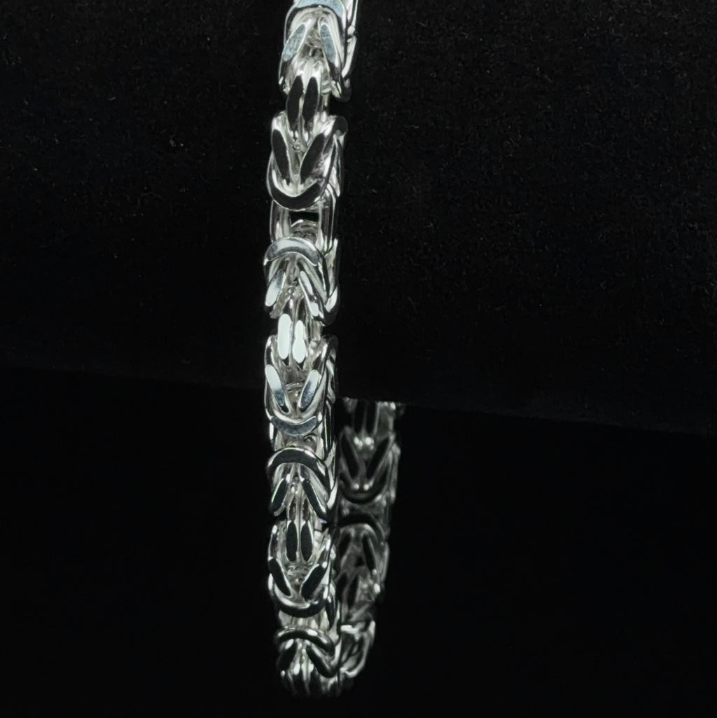 8in 925 Sterling Silver Intricate Byzantine Link Bracelet 6.4mm (2)