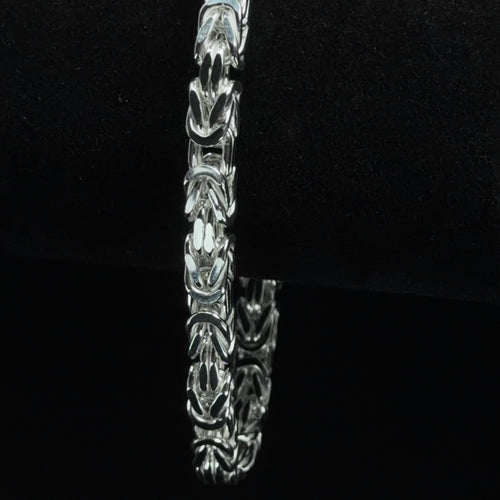 8in 925 Sterling Silver Intricate Byzantine Link Bracelet 6.4mm (2)