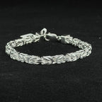 8in 925 Sterling Silver Intricate Byzantine Link Bracelet 6.4mm