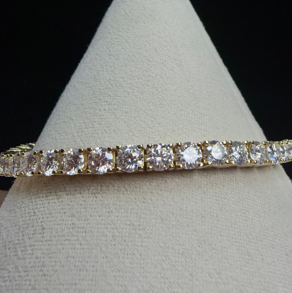 Luxury 18K Gold Vermeil Silver Moissanite Tennis Bracelet 14ct 6.5in (2)