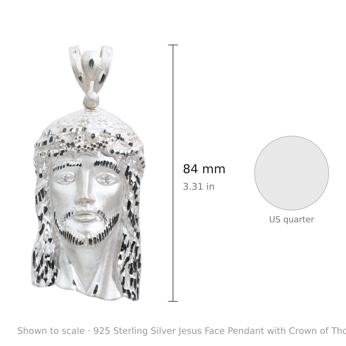 925 Sterling Silver Jesus Face Pendant with Crown of Thorns Detail (3)