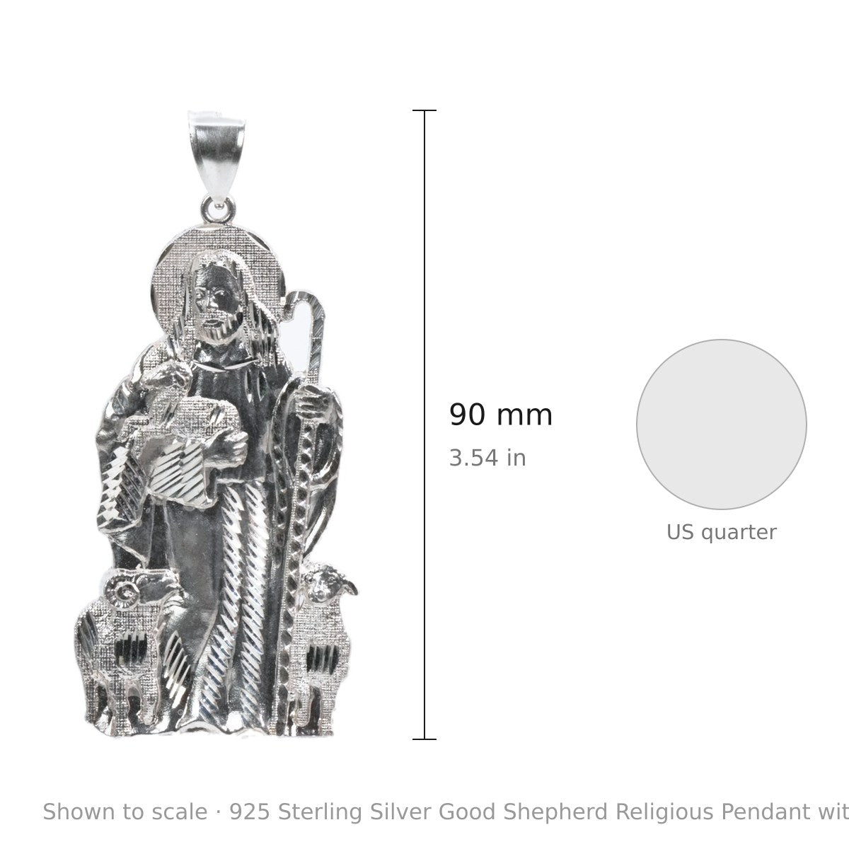 925 Sterling Silver Good Shepherd Religious Pendant with Sheep Motif (3)