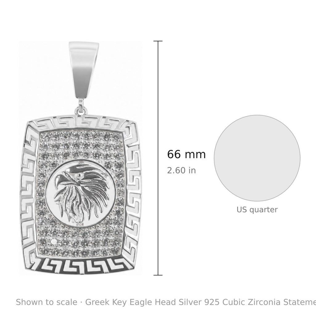 Greek Key Eagle Head Silver 925 Cubic Zirconia Statement Pendant (3)