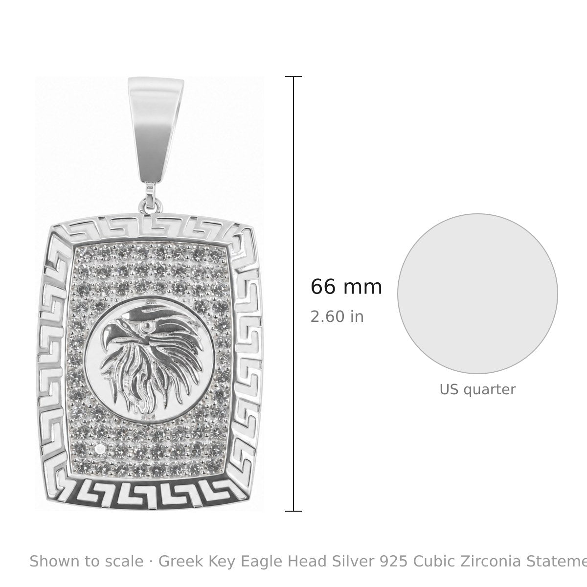Greek Key Eagle Head Silver 925 Cubic Zirconia Statement Pendant (3)