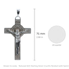 Textured 925 Sterling Silver Crucifix Pendant with Saint Benedict Medal (3)