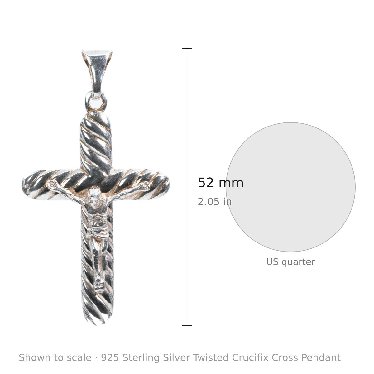 925 Sterling Silver Twisted Crucifix Cross Pendant (3)