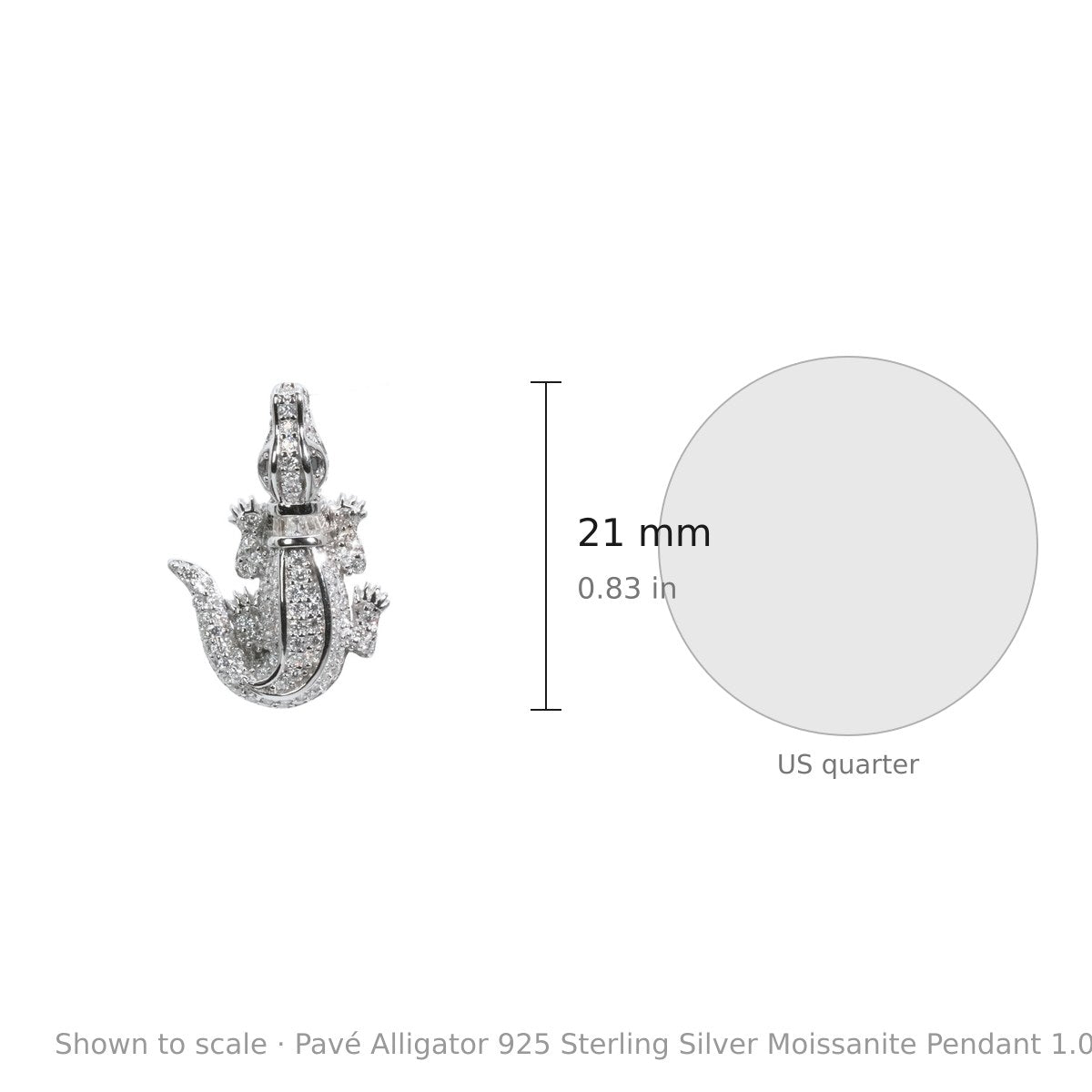 Pavé Alligator 925 Sterling Silver Moissanite Pendant 1.0ct (3)