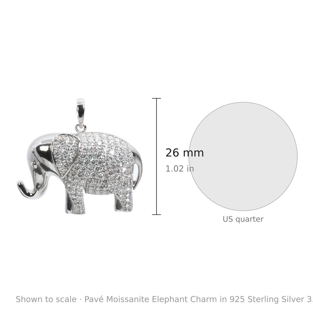 Pavé Moissanite Elephant Charm in 925 Sterling Silver 3.00ct (3)
