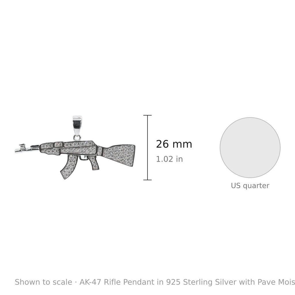 AK-47 Rifle Pendant in 925 Sterling Silver with Pave Moissanite 2ct (3)