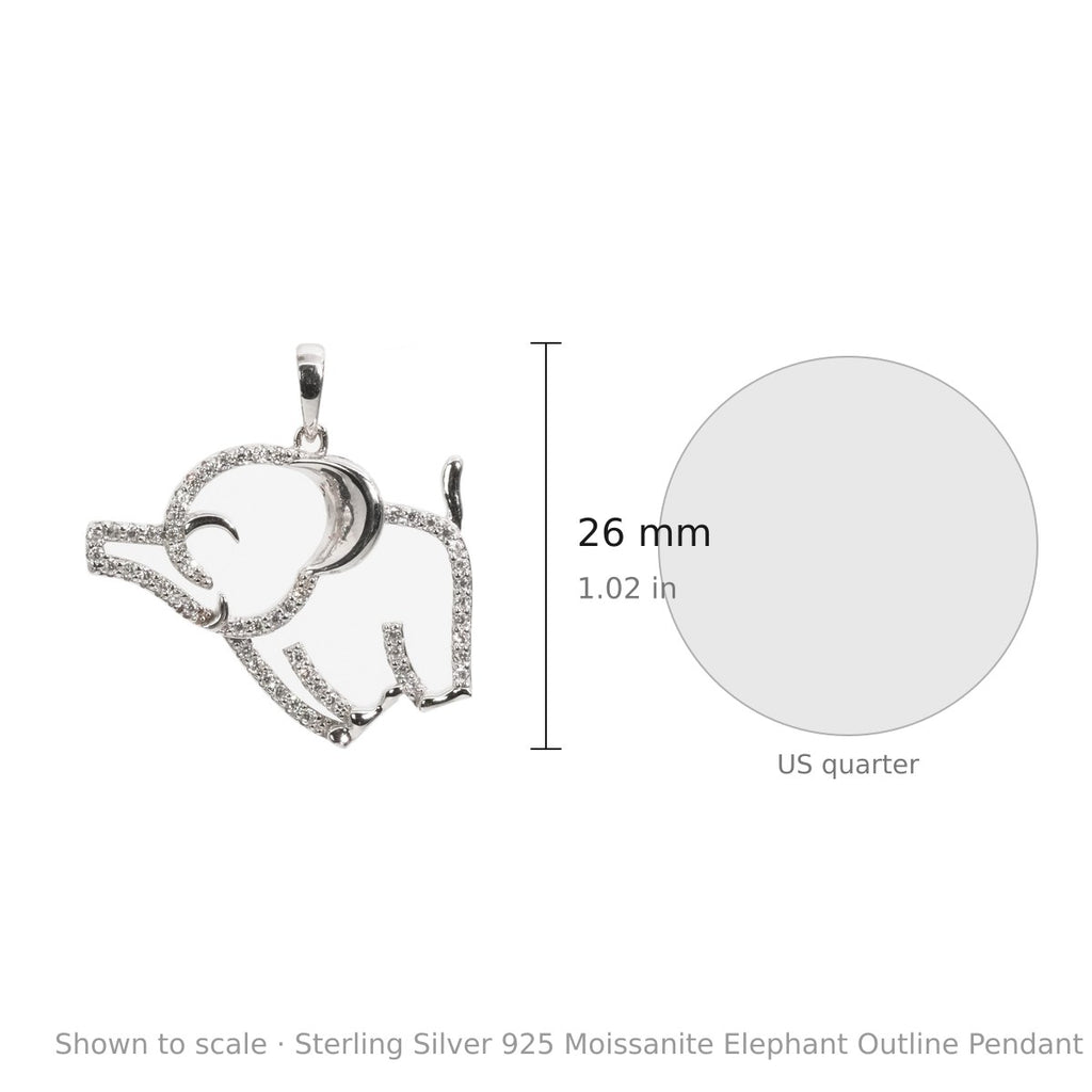 Sterling Silver 925 Moissanite Elephant Outline Pendant 1.5ct (3)
