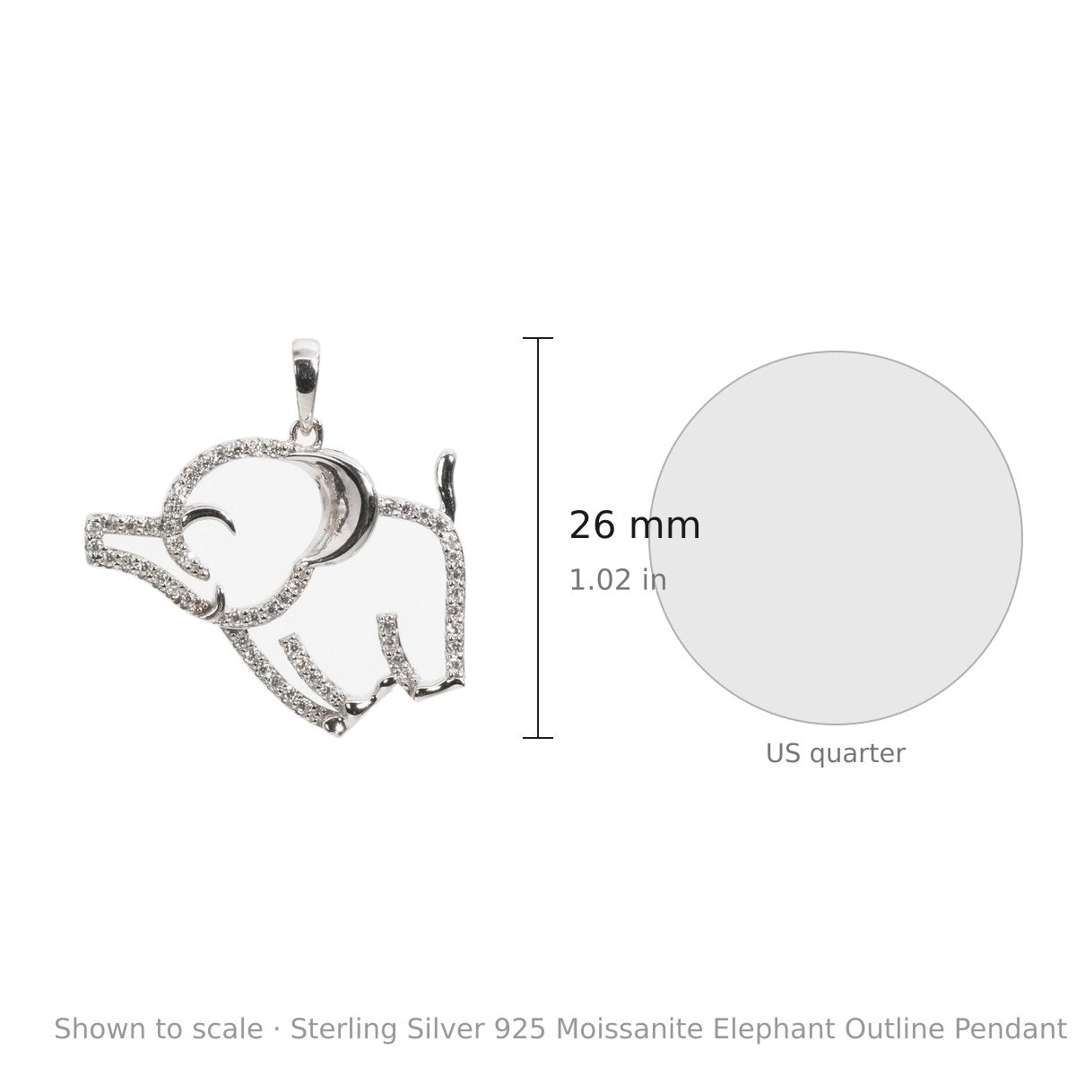 Sterling Silver 925 Moissanite Elephant Outline Pendant 1.5ct (3)