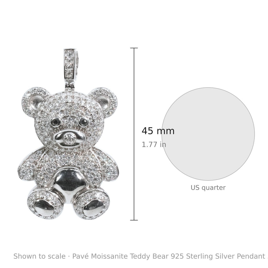 Pavé Moissanite Teddy Bear 925 Sterling Silver Pendant 3.0ct (3)
