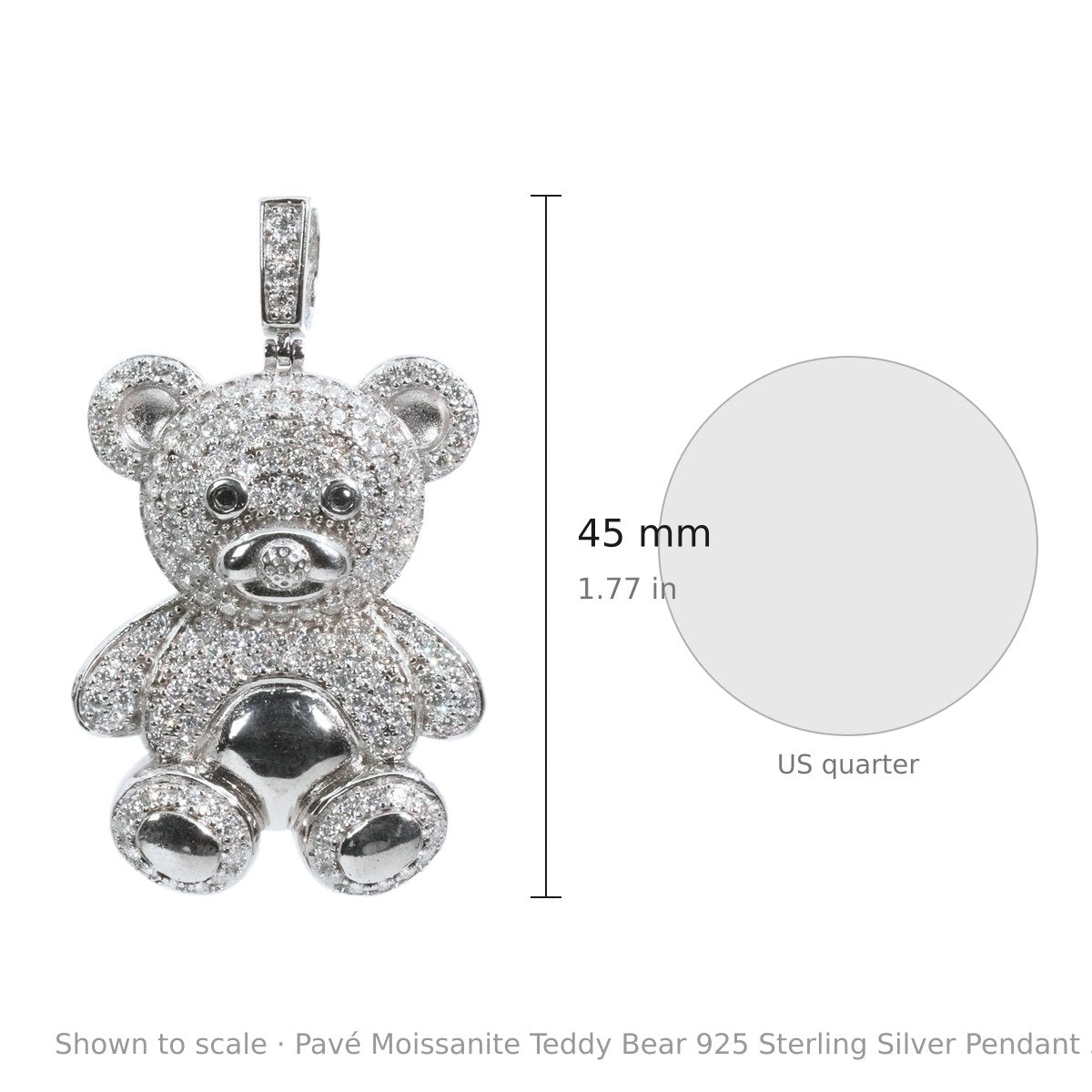 Pavé Moissanite Teddy Bear 925 Sterling Silver Pendant 3.0ct (3)