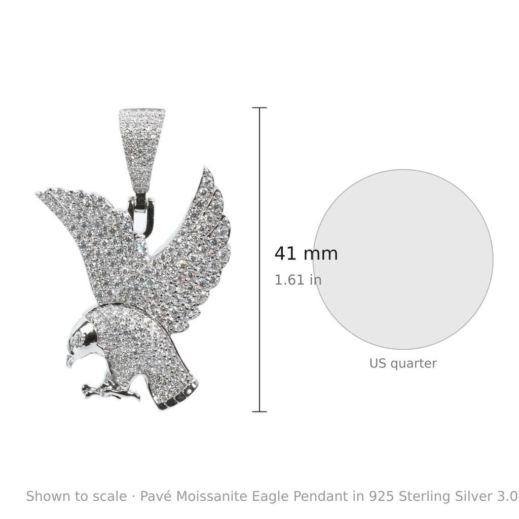Pavé Moissanite Eagle Pendant in 925 Sterling Silver 3.0ct (3)