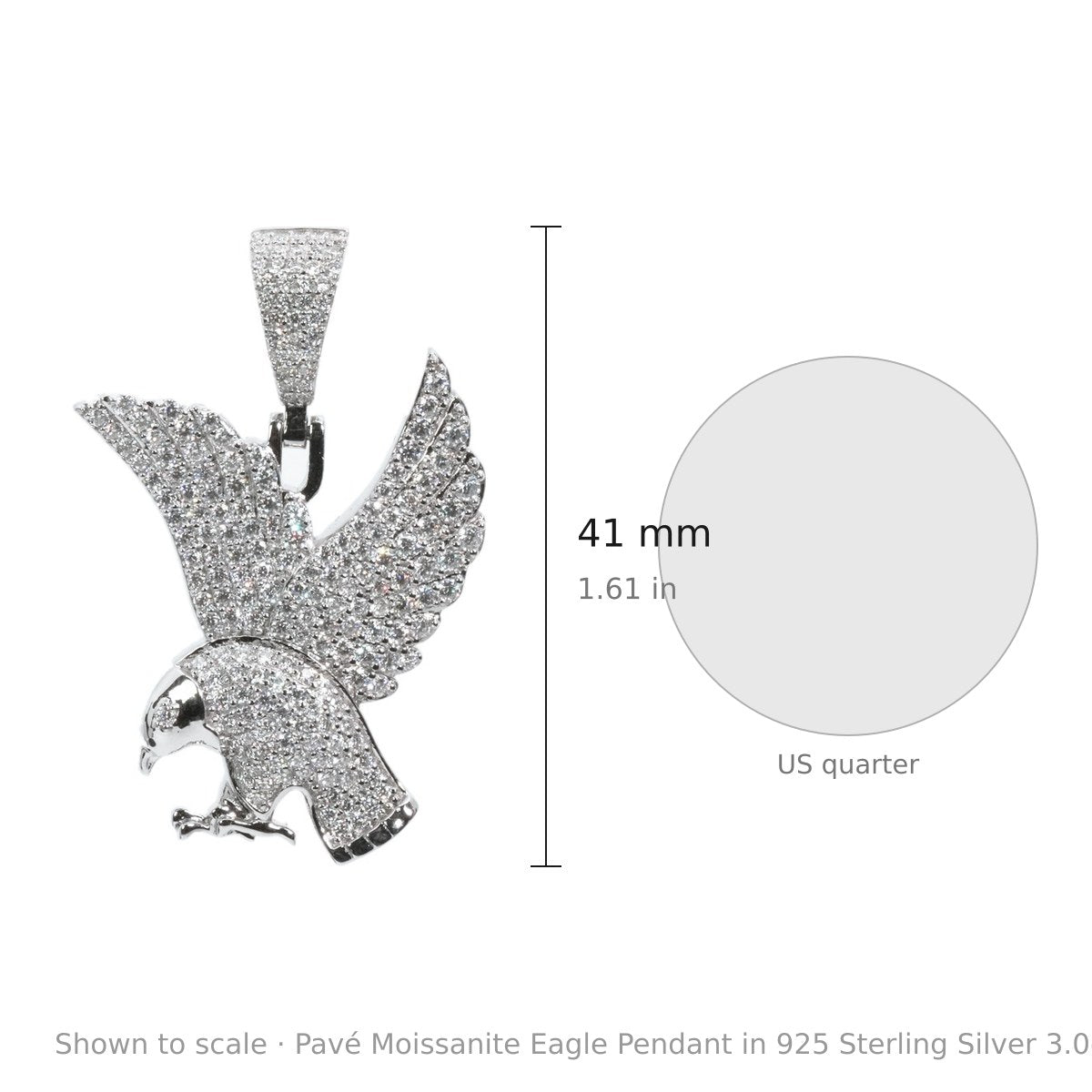 Pavé Moissanite Eagle Pendant in 925 Sterling Silver 3.0ct (3)