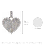 Heart Baguette & Pavé moissanite Pendant in Silver (4)
