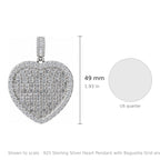 925 Sterling Silver Heart Pendant with Baguette Grid and Moissanite Pavé Halo, 10ct (3)