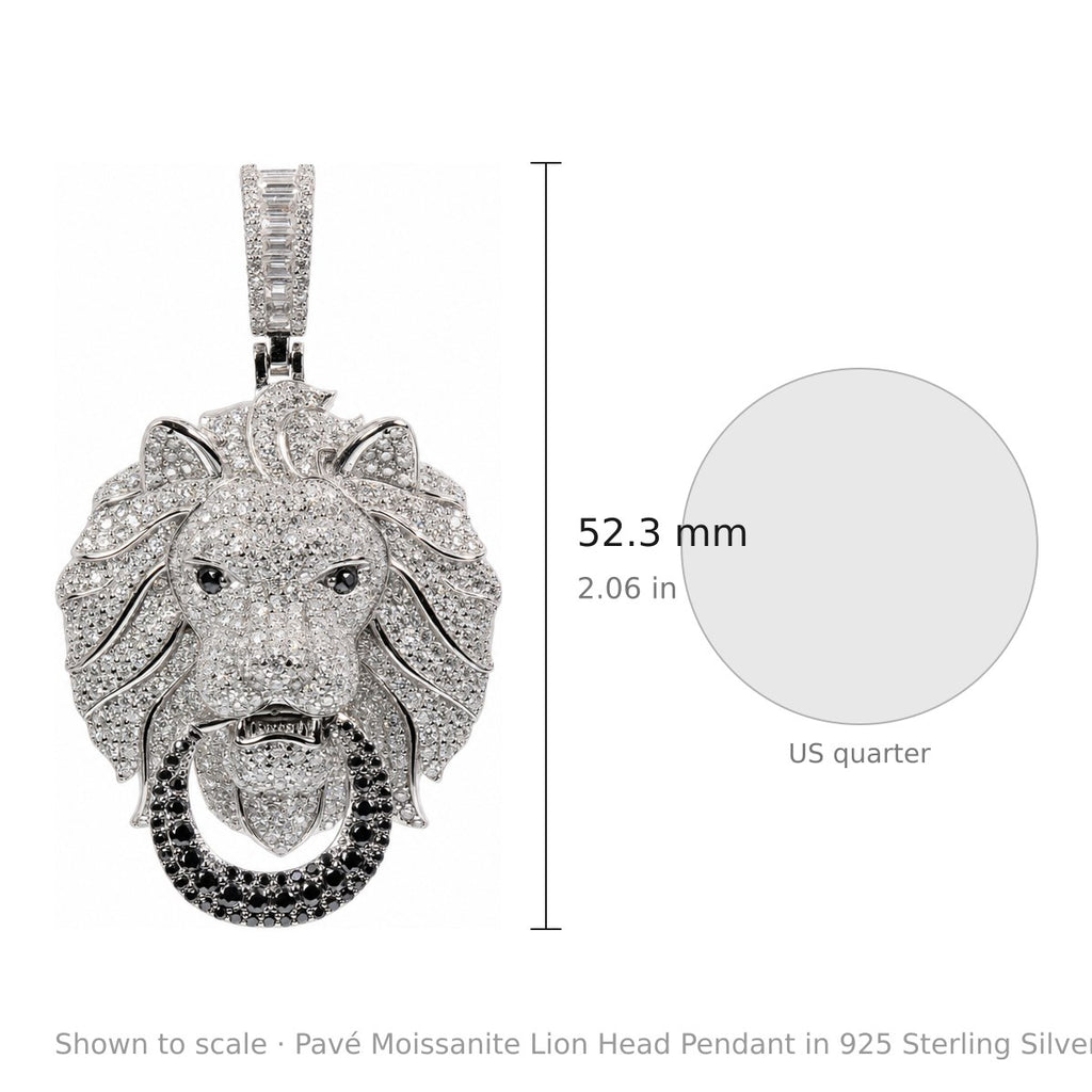 Pavé Moissanite Lion Head Pendant in 925 Sterling Silver 4.9ct (3)