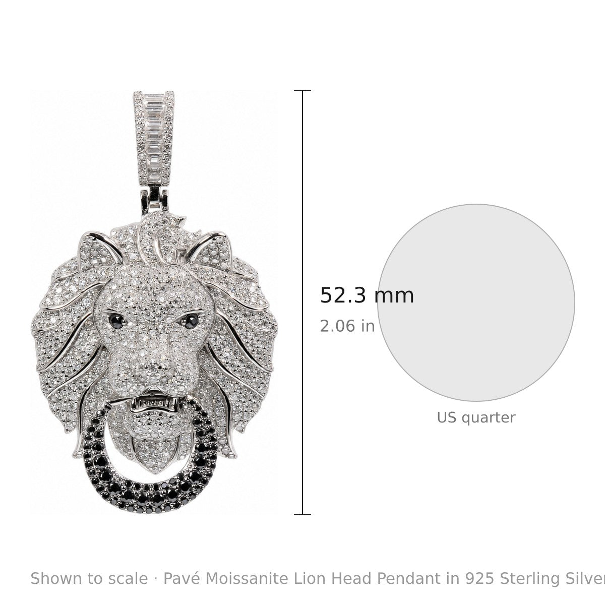 Pavé Moissanite Lion Head Pendant in 925 Sterling Silver 4.9ct (3)