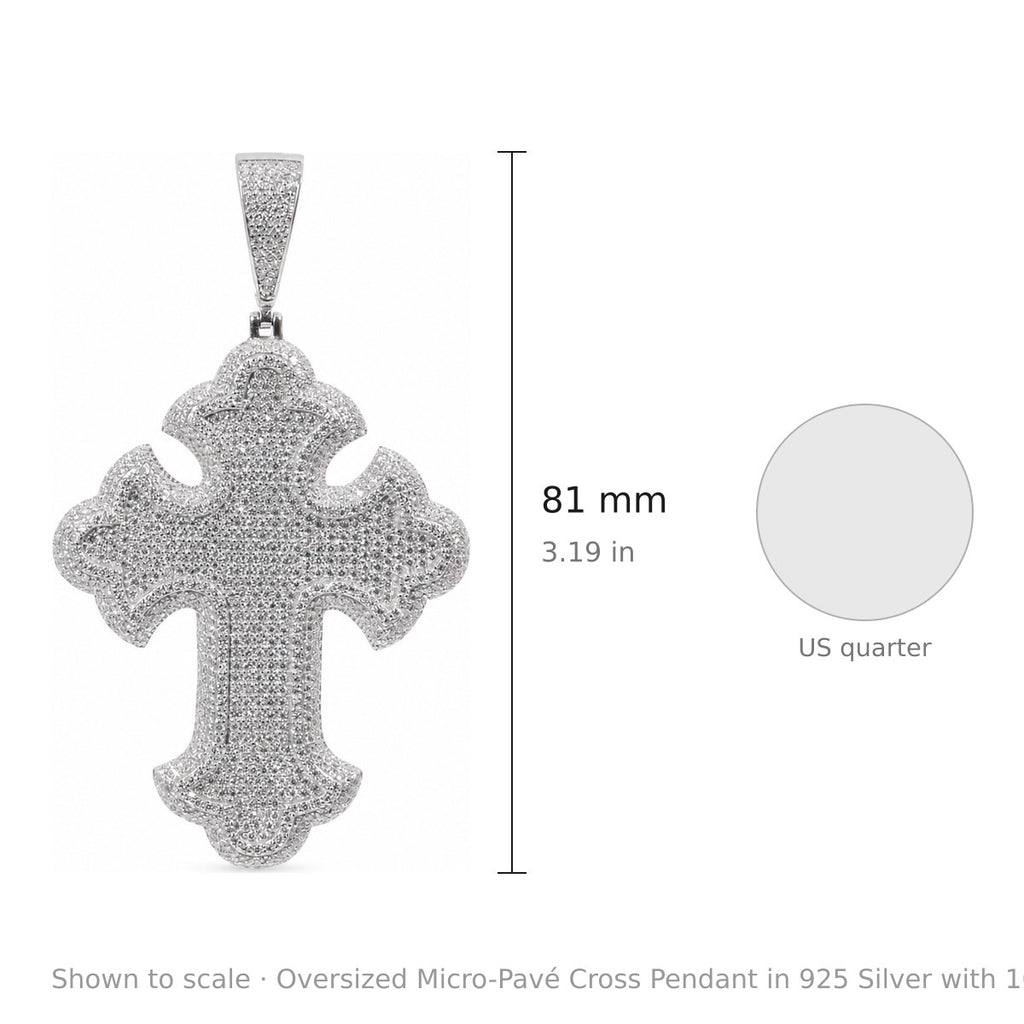 Oversized Micro-Pavé Cross Pendant in 925 Silver with 10ct Moissanite (3)