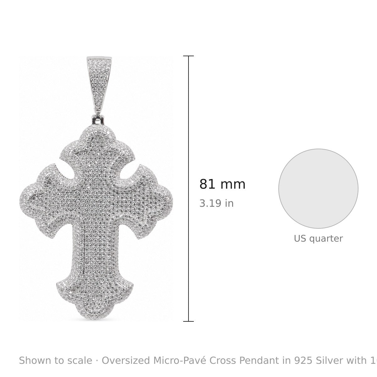 Oversized Micro-Pavé Cross Pendant in 925 Silver with 10ct Moissanite (3)