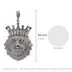 925 Sterling Silver Moissanite Crowned Lion Head Pavé Pendant 8.23ct (3)