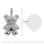 925 Sterling Silver Teddy Bear Pendant with 3ct Moissanite (3)