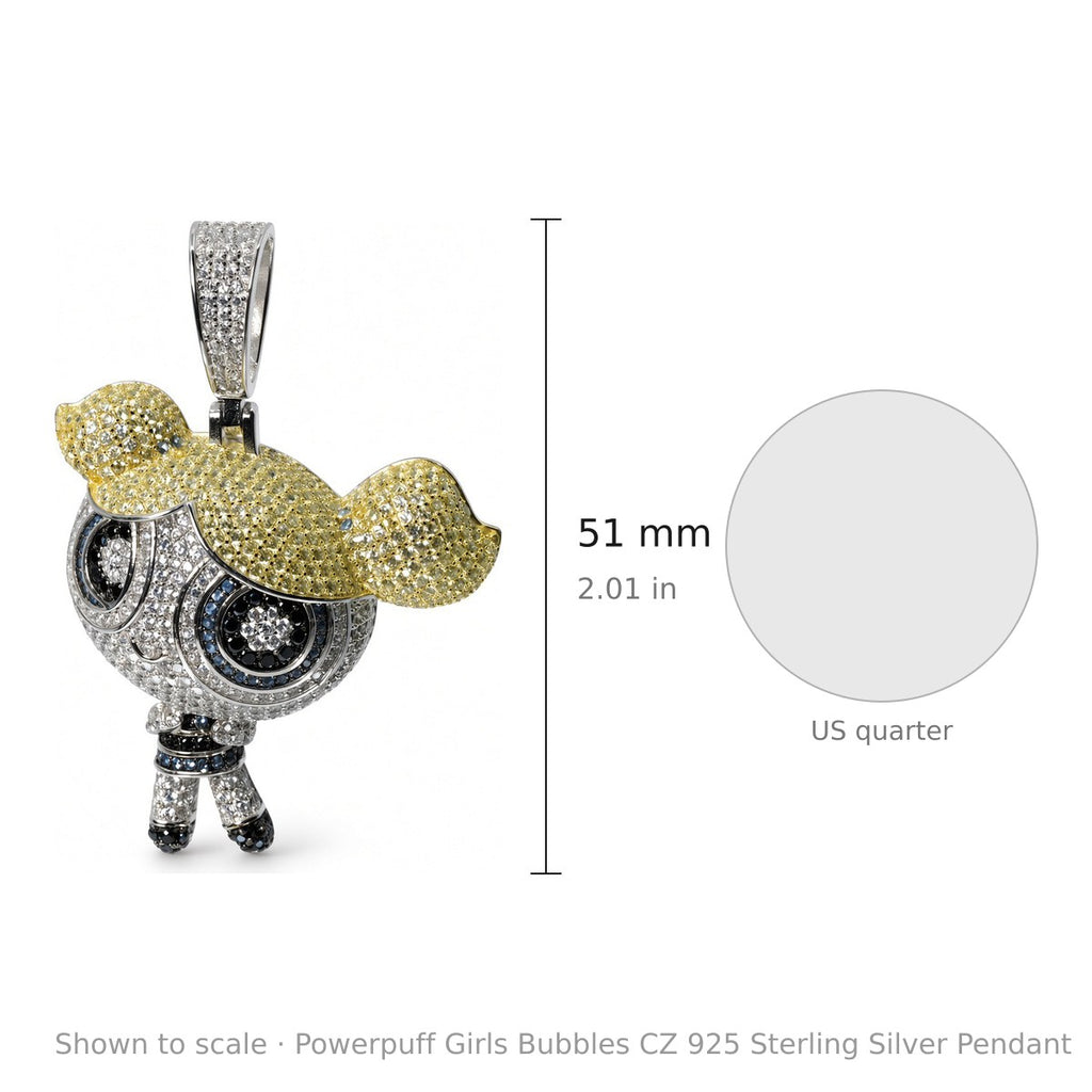 Powerpuff Girls Bubbles CZ 925 Sterling Silver Pendant (3)