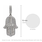 925 Sterling Silver Hamsa Hand Pendant with Cubic Zirconia and Pave Eye Detail (3)