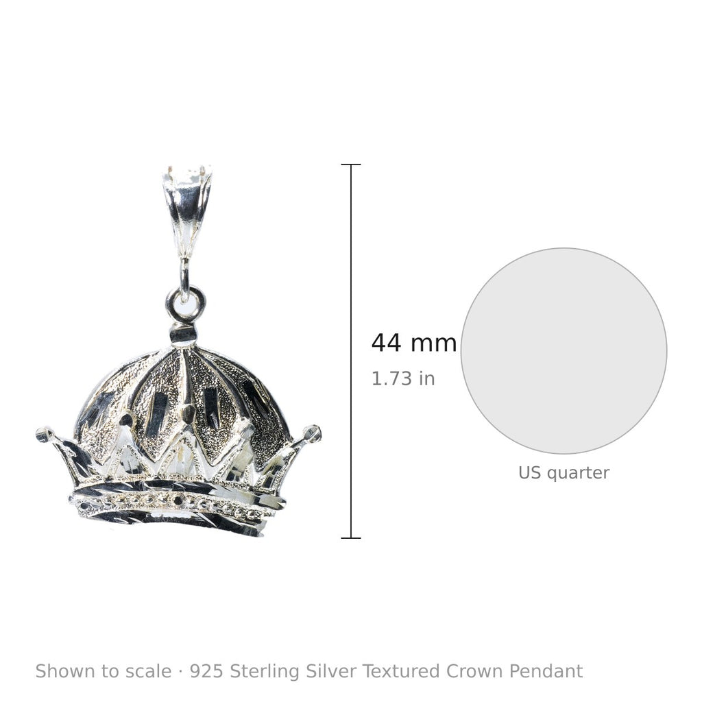 925 Sterling Silver Textured Crown Pendant (3)