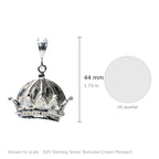 925 Sterling Silver Textured Crown Pendant (3)
