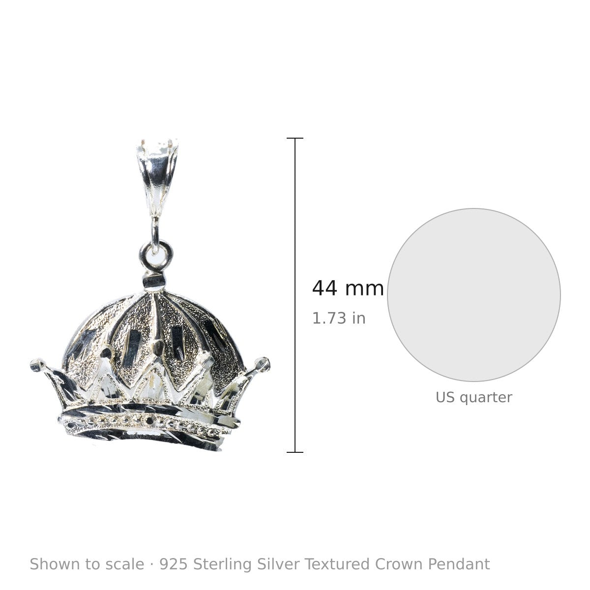 925 Sterling Silver Textured Crown Pendant (3)