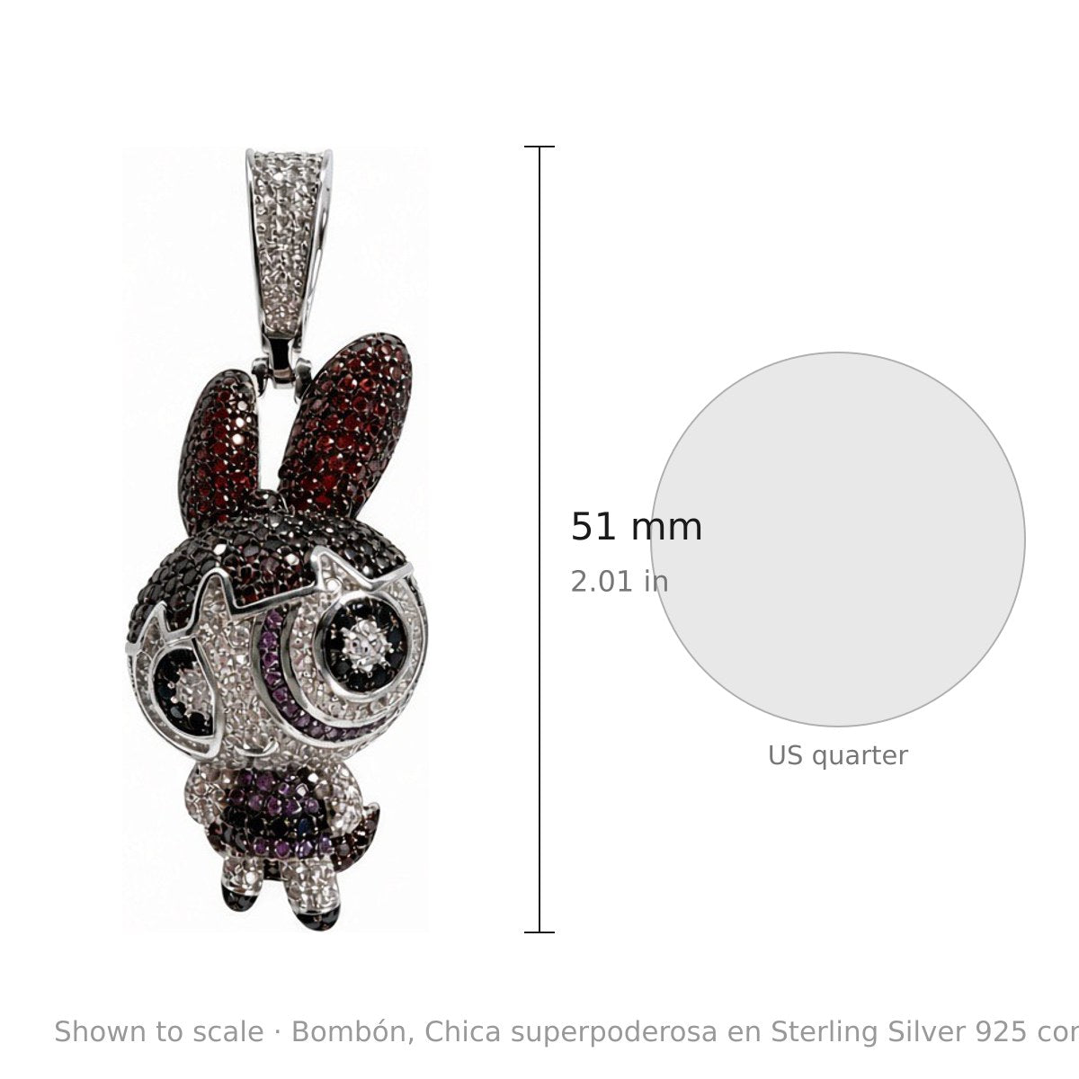 Bombón, Chica superpoderosa en Sterling Silver 925 con CZ (3)