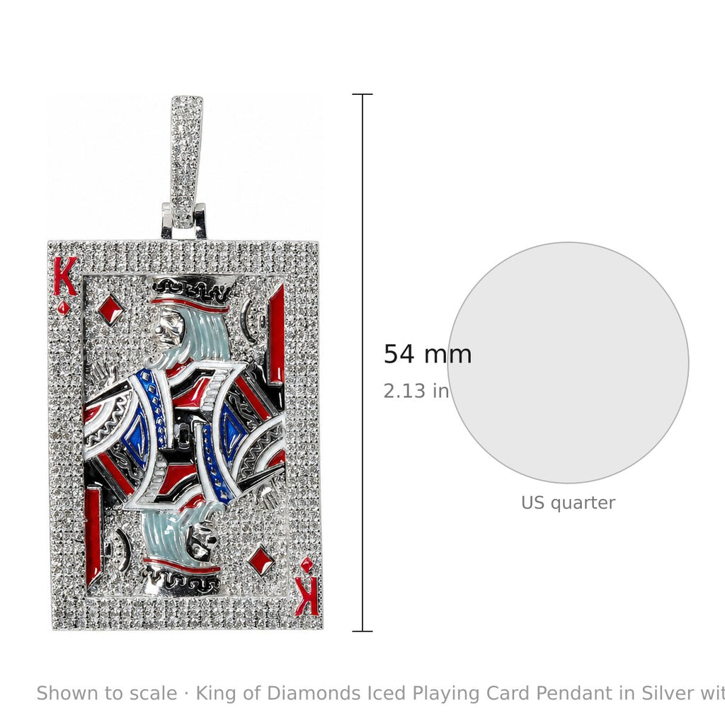 King of Diamonds Iced Playing Card Pendant in Silver with Moissanite (3)