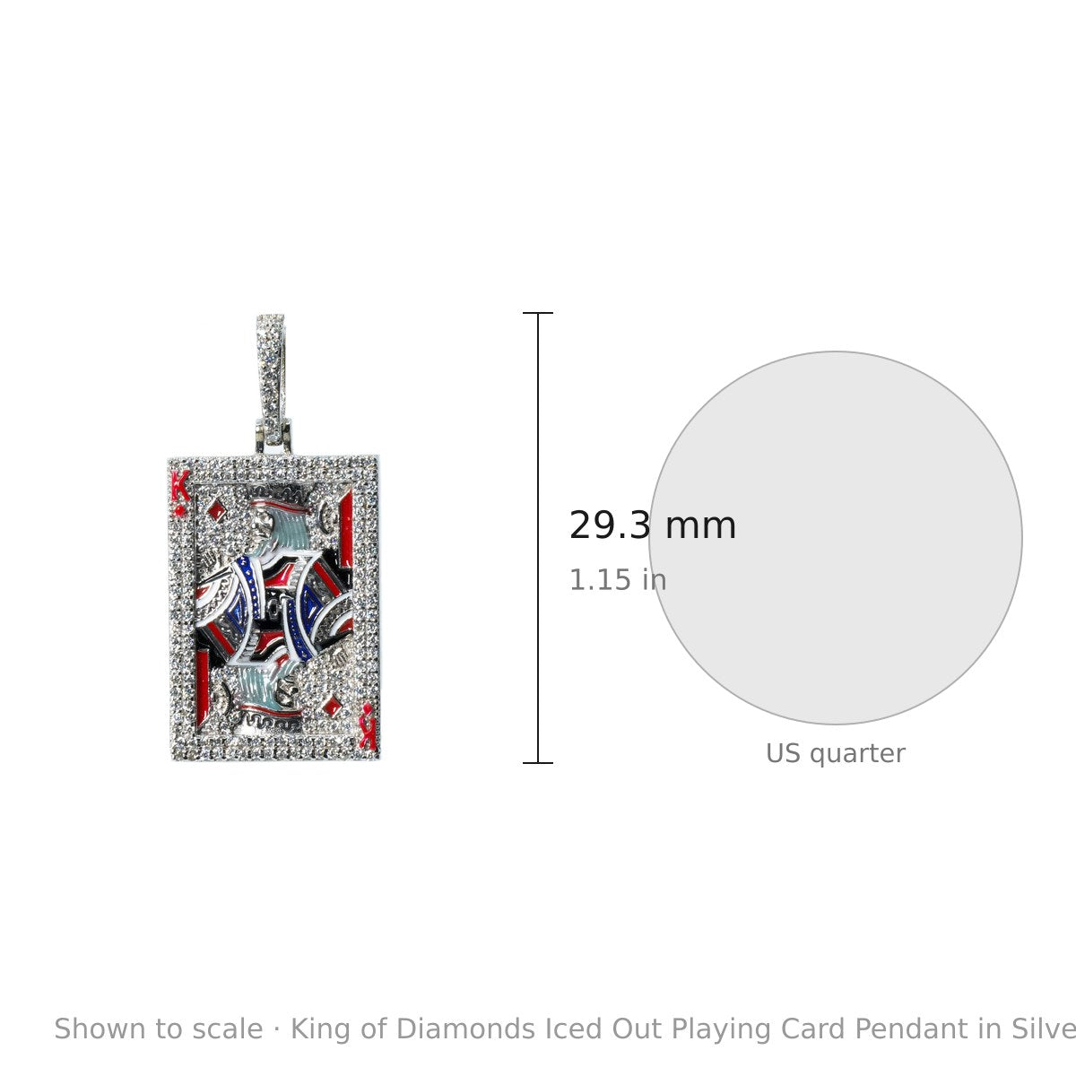 King of Diamonds Iced Out Playing Card Pendant in Silver with Moissanite (3)