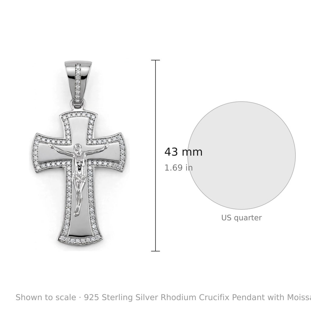 925 Sterling Silver Rhodium Crucifix Pendant with Moissanite Halo, 1.00ct (3)