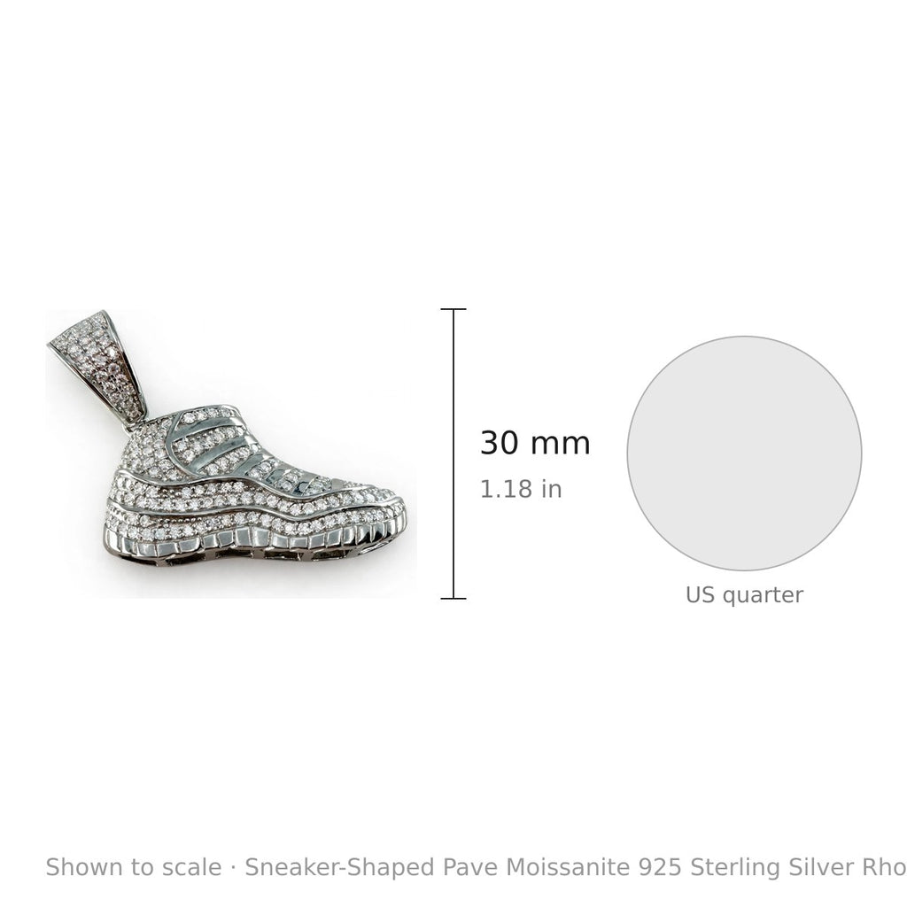 Sneaker-Shaped Pave Moissanite 925 Sterling Silver Rhodium Pendant (3)